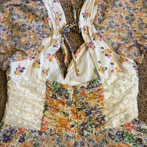 Women's Altar'd State Sz L For Love & Lemons Mini Dress Marigold Rosalyn